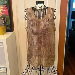 Zara Open Knit Round Neck Tank Sweater-Sz M